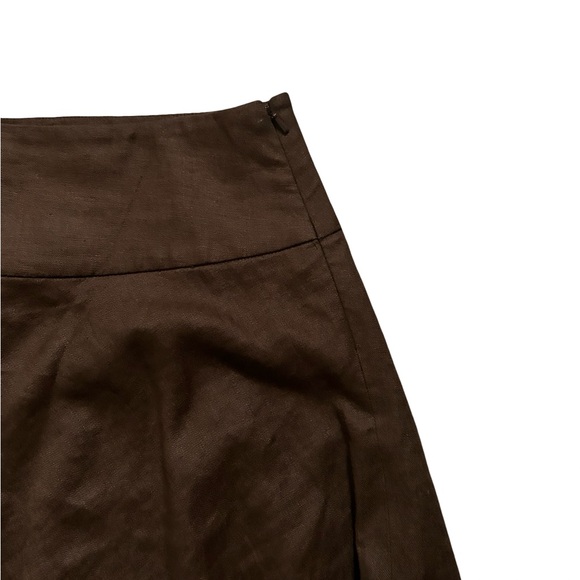 Vintage LRL 100% Linen Dark Brown A-Line Midi Skirt Lined – Fits Like 6/8 - Picture 8 of 12